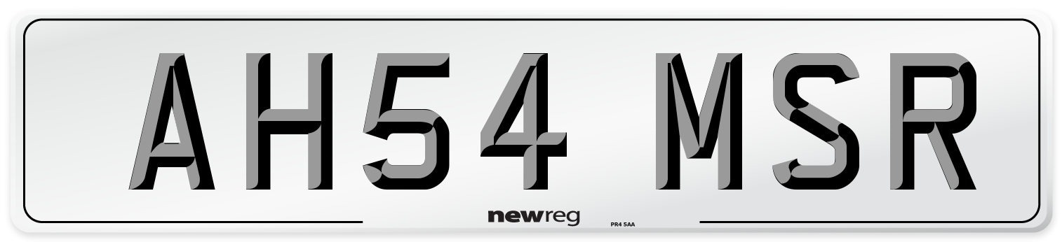 AH54 MSR Number Plate from New Reg
